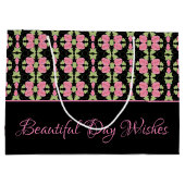 アートフローラデザパターン（の模様が）あるイナ ラージペーパーバッグ (裏面)