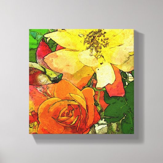 アートフローラヴィンテージカラフル背景2 キャンバスプリント (正面)