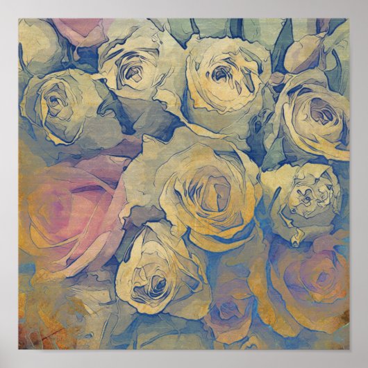 アートフローラヴィンテージカラフル背景 ポスター (正面)