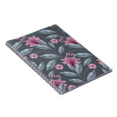 アートフローラヴィンテージシームレスパターン。マルーン文字 ノートブック (右側)