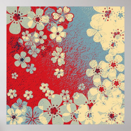 アートフローラヴィンテージパターン及びモダンデザイン ポスター (正面)