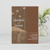 アートブラウンフラワーユニーク結婚式招待状 招待状 (スタンド正面)