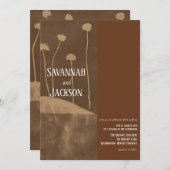 アートブラウンフラワーユニーク結婚式招待状 招待状 (正面/裏面)