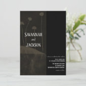 アートブラックフラワーユニーク結婚式招待状 招待状 (スタンド正面)