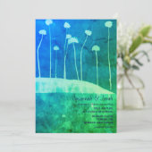 アートブルーグリーンフラワーはっきりした結婚式招待状 招待状 (スタンド正面)