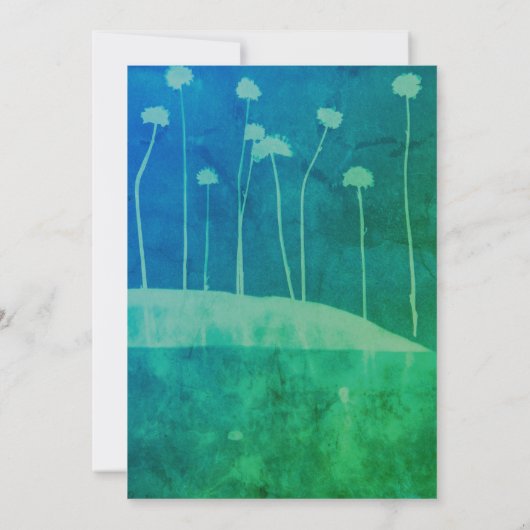 アートブルーグリーンフラワーはっきりした結婚式招待状 招待状 (裏面)