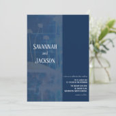アートブルーフラワーユニーク結婚式招待状 招待状 (スタンド正面)