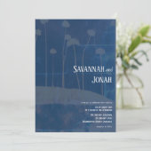 アートブルーフラワーユニーク結婚式招待状 招待状 (スタンド正面)