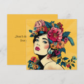 アートプリントカード花付き女性リース (正面/裏面)