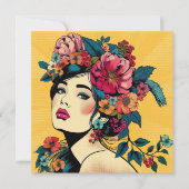 アートプリントカード花付き女性リース (正面)