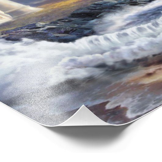 アートプリントノースヘッドライトハウスと破砕波 フォトプリント            (角)