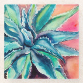 アートプリント-テキサス州・アガベのポスター ガラスコースター (正面)