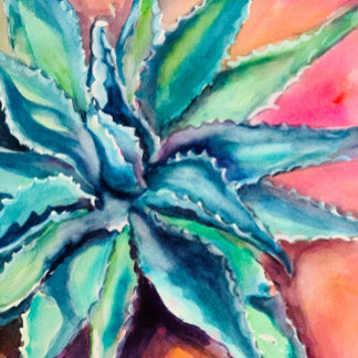 アートプリント-テキサス州・アガベのポスター ガラスコースター