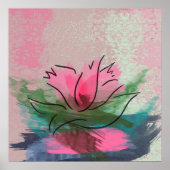 アートプリント、ピンクの花の絵 ポスター (正面)