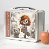 アートペインタガールスクールイベント絵画カラフル メタルランチボックス (インサイチュ)