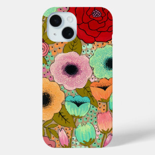 アートペインティング 花 庭園 アップル iPhone 15ケース