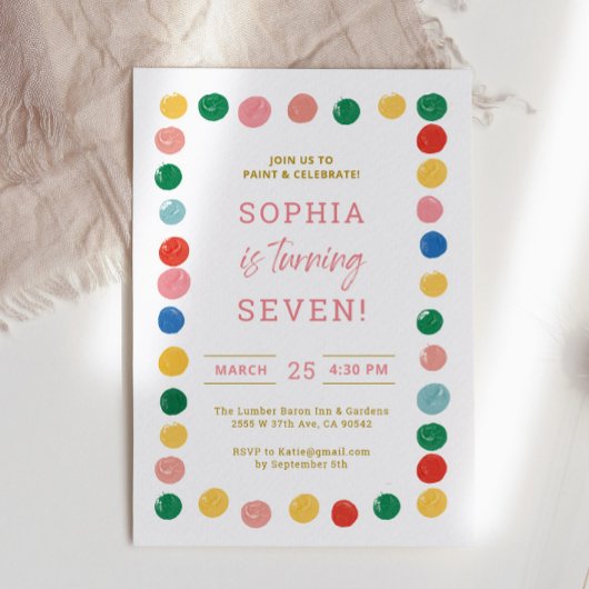 アートペイントパーティーの女の子ペイント誕生日子供たち 招待状