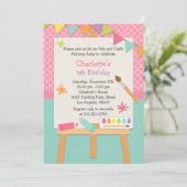 アートペイント誕生日パーティー招待状 招待状 (スタンド正面)