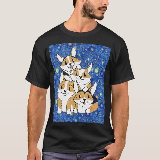 アートペイント コーギー 犬の山 Tシャツ (正面)