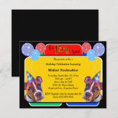 アートボクポップ・アートのサーズ誕生日バーカー 招待状 (正面/裏面)