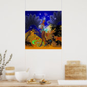 アートポスターお祝いショーガールインブルー ポスター (キッチン)