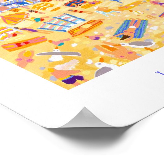 アートポスター：ギリービーチカフェ。「おもしろいのビーチ」 ポスター (角)