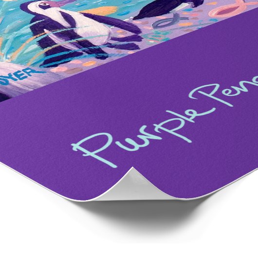 アートポスター:動物園のパープルペンギンパーティー ポスター (角)