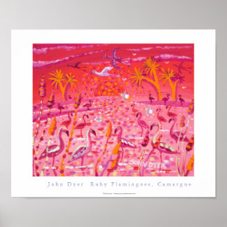 アートポスター: Ruby Flamingoes, Camargg, France ポスター
