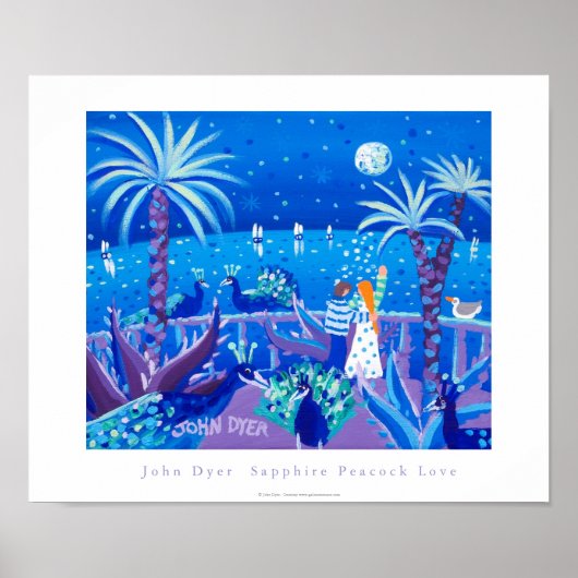 アートポスター： Sapphire Peacock Love、コートダジュール ポスター (正面)