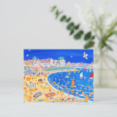 アートポストカード:おもしろいのビーチ。Gyllyngvapeビーチ。 ポストカード (スタンド正面)