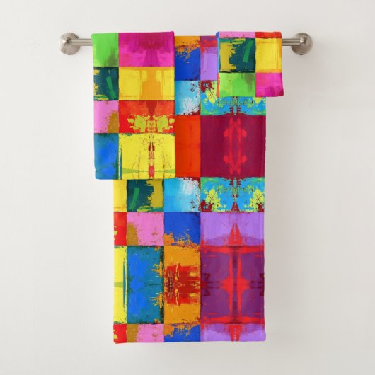 アートポップ・アートののグランジ色ブロック バスタオルセット (インサイチュ)