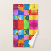 アートポップ・アートののグランジ色ブロック バスタオルセット (ハンドタオル)