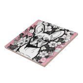 アートポップ・アートのの花とブルフランスのドッグ タイル (側面)