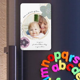 アートポップ・アートのの花と（ばちゃばちゃ）跳ねるピンク緑の写真 マグネット