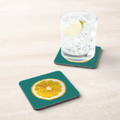 アートポップ・アートのの鮮やかな黄色のレモンの水色 コースター (右側)