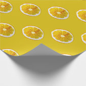 アートポップ・アートのの鮮やかな黄色のレモンの水色 ラッピングペーパー (角)