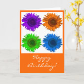 アートポップ・アートのひまわりブロックハッピーバースデー カード (黄色い花)
