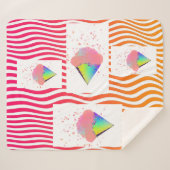 アートポップ・アートのアイスクリームコーンONストライプシェラパブランケット シェルパブランケット (正面(横))