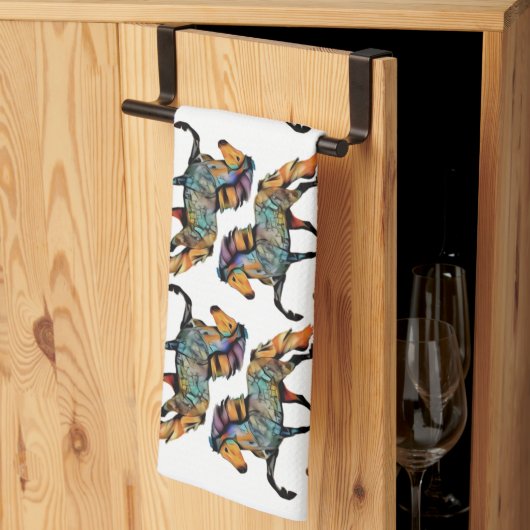 アートポップ・アートのアイスランドホース キッチンタオル (三つ折り)