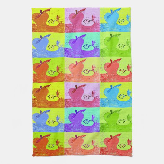 アートポップ・アートのアップル キッチンタオル (縦)