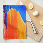 アートポップ・アートのエキゾチックビーチパームツリーズ キッチンタオル (四つ折り)