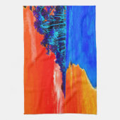 アートポップ・アートのエキゾチックビーチパームツリーズ キッチンタオル (縦)