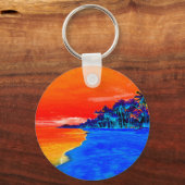 アートポップ・アートのエキゾチックビーチパームツリーズ キーホルダー (正面)