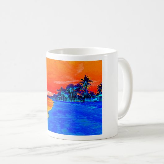 アートポップ・アートのエキゾチックビーチパームツリーズ コーヒーマグカップ (正面右)