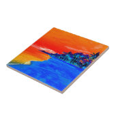 アートポップ・アートのエキゾチックビーチパームツリーズ タイル (側面)