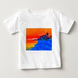 アートポップ・アートのエキゾチックビーチパームツリーズ ベビーTシャツ