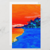 アートポップ・アートのエキゾチックビーチパームツリーズ 便箋 (正面/裏面)