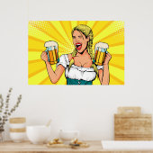 アートポップ・アートのオクトーバーフェストの女性とビール ポスター (キッチン)