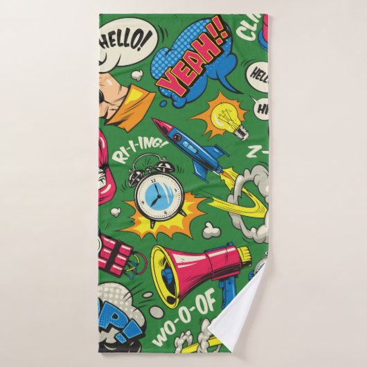 アートポップ・アートのカラフルのシームレスな漫画 バスタオル (バスタオル)