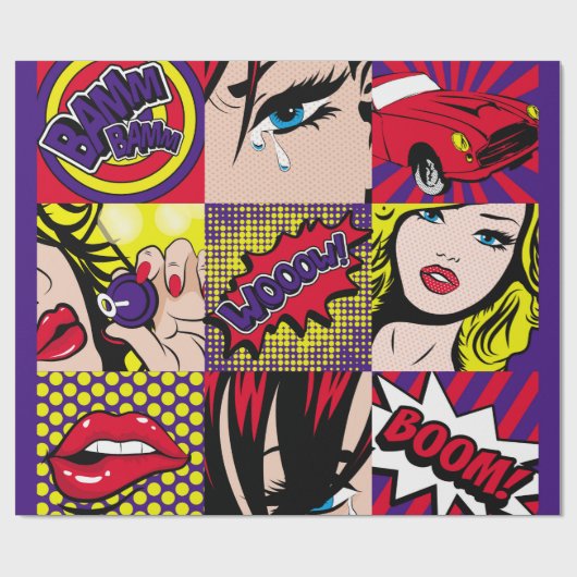 アートポップ・アートのカードイラストレーポップ・アートのションアート,美しい,漫画,d ラッピングペーパー (フラット)